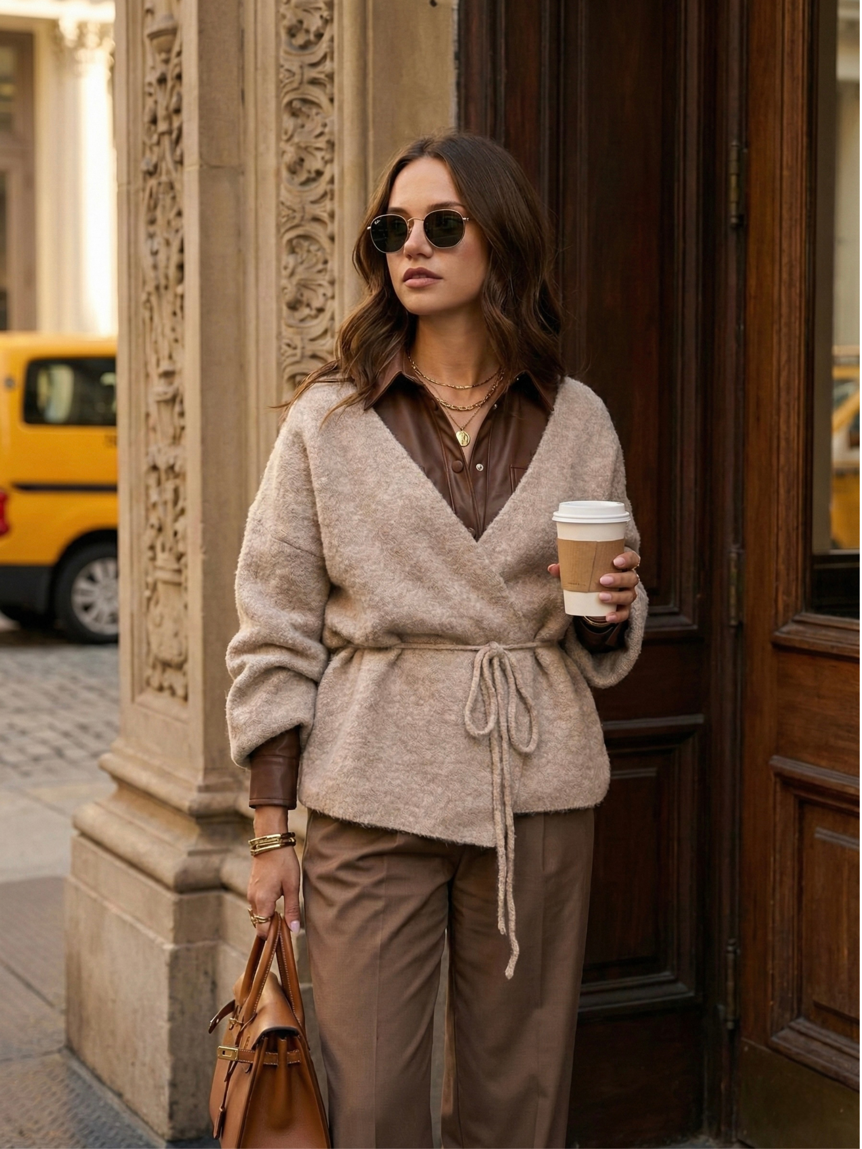 Chaqueta Jaspeada Cinturón