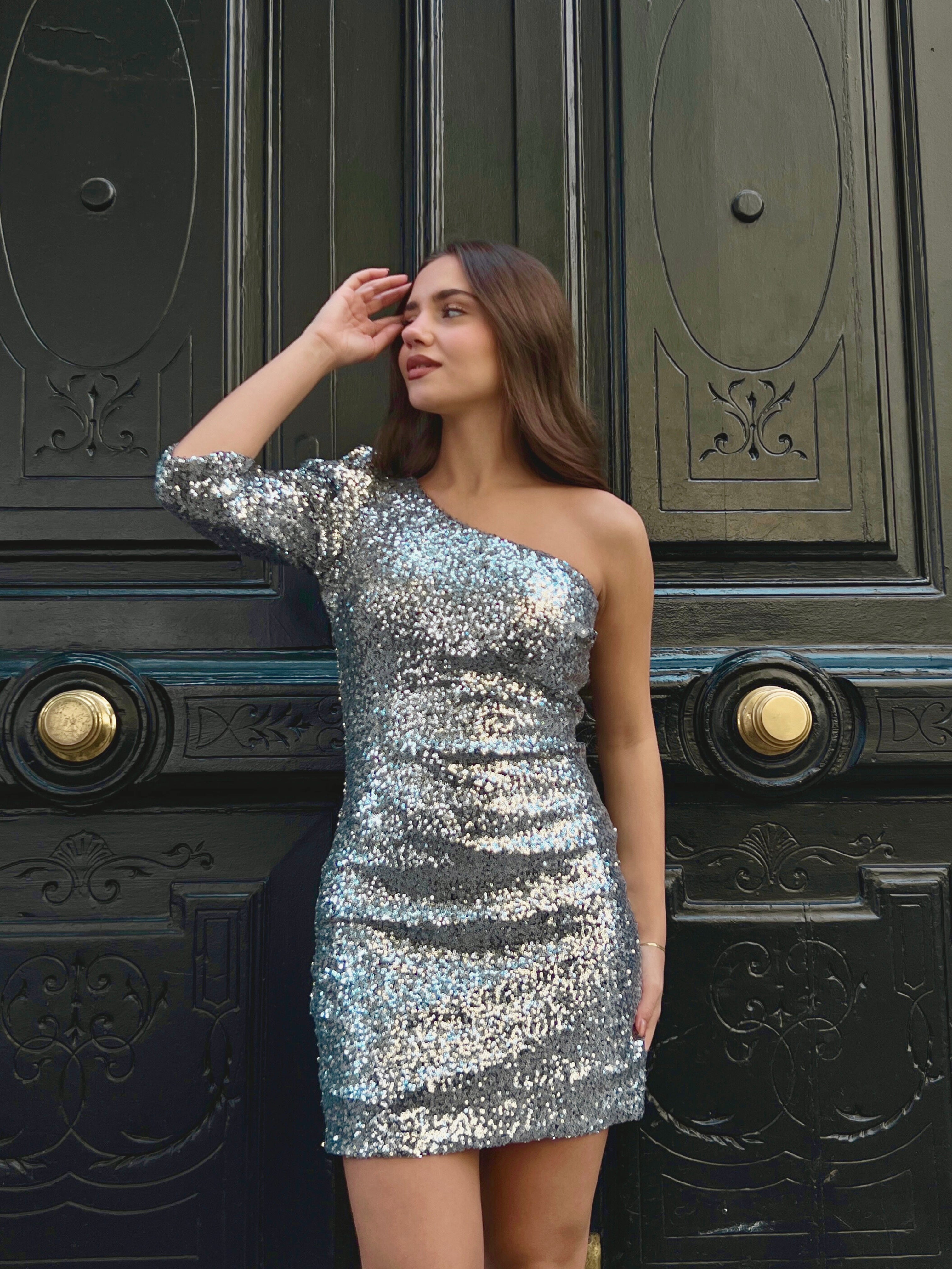 Asymmetric Sequins Dress