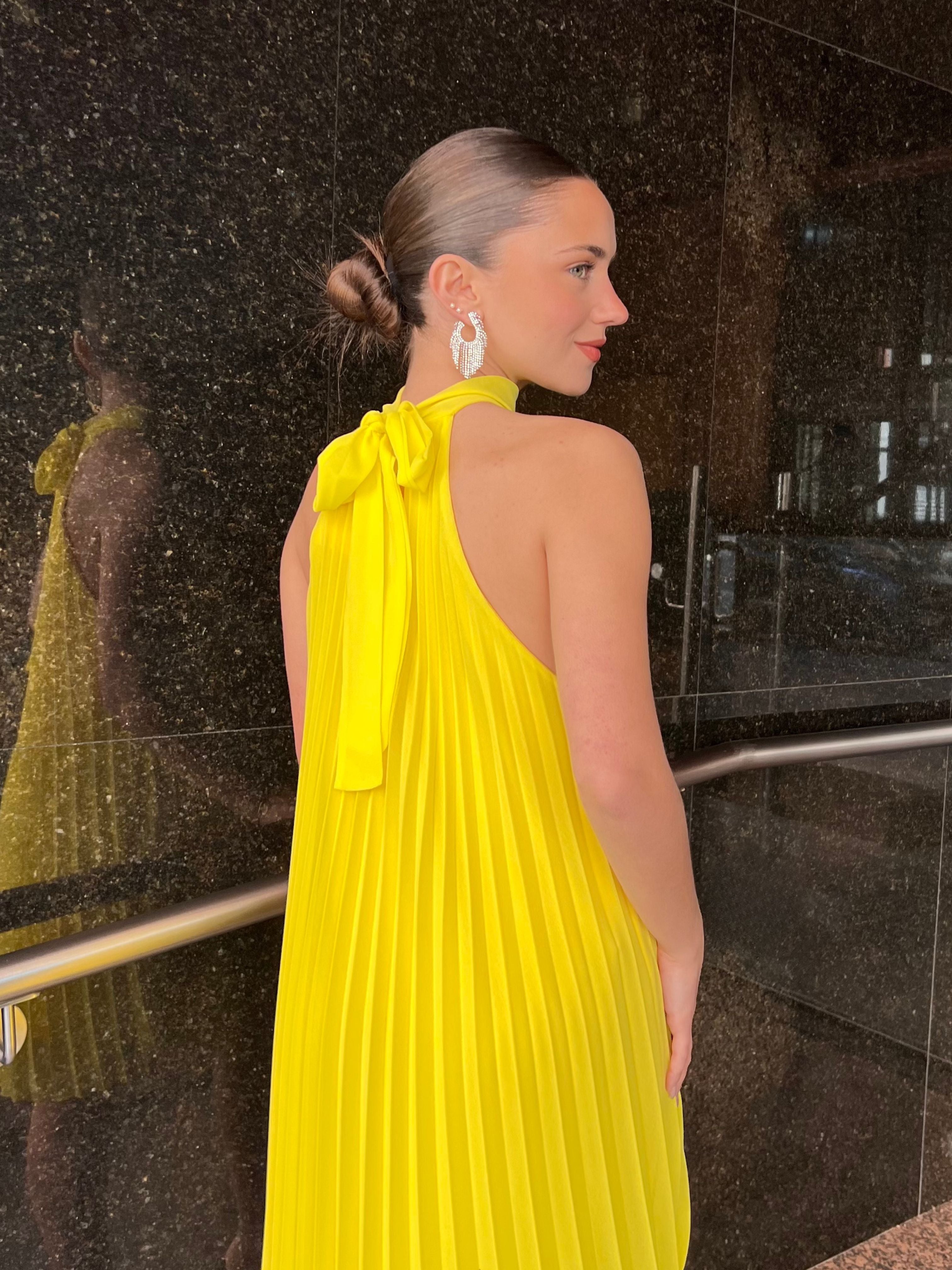 Vestido Halter Plisado