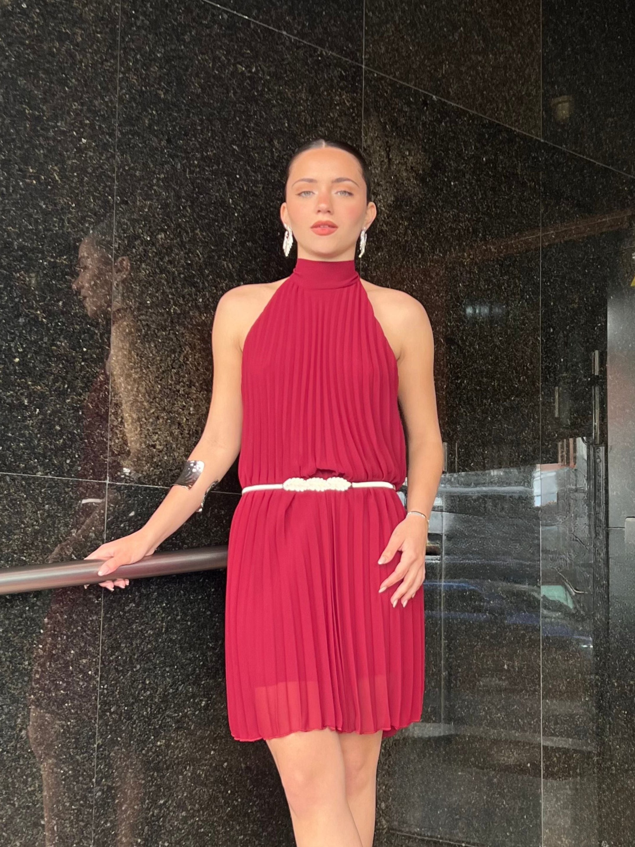 Vestido Halter Plisado