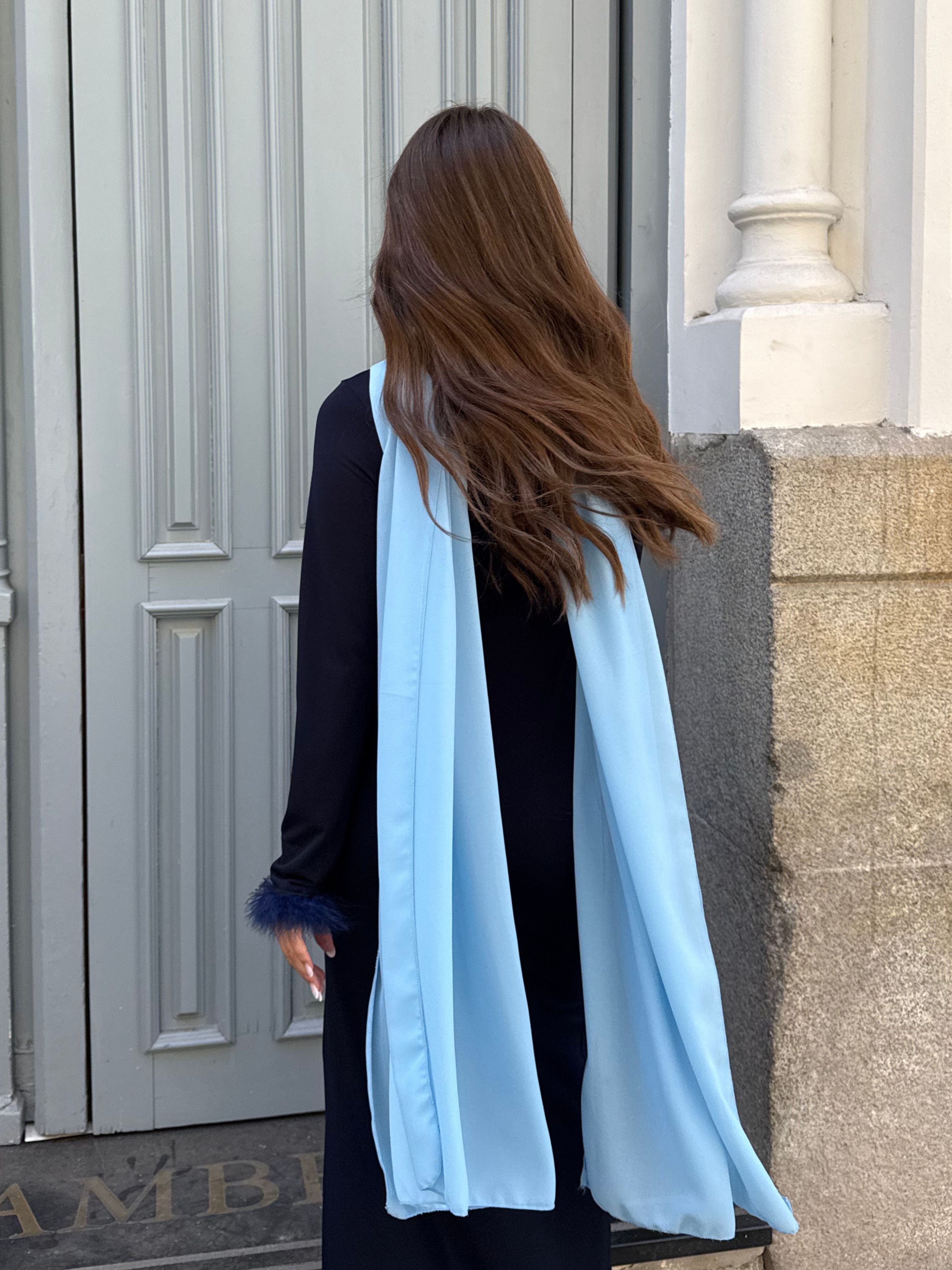 fular gasa azul celeste invitada perfecta