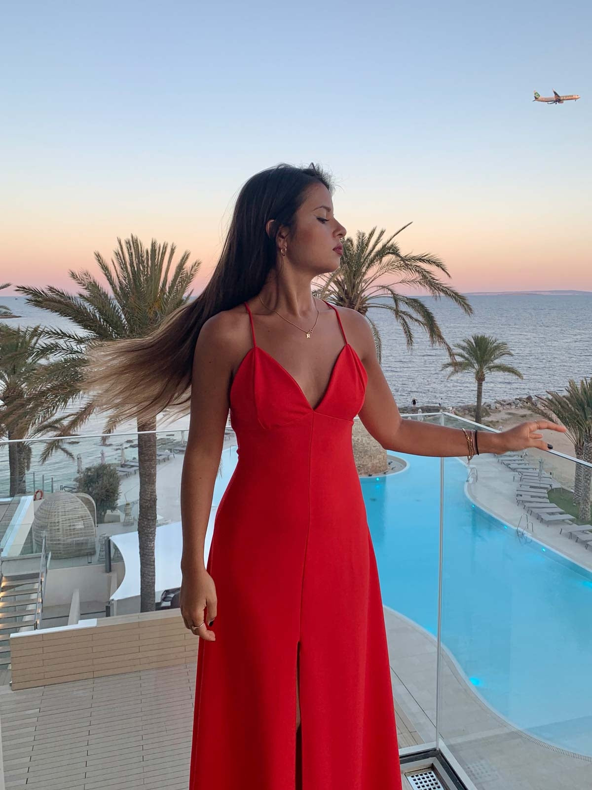 Vestido largo Escote ligeramente pronunciado Rojo