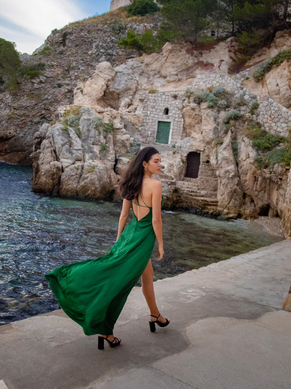 Vestido largo fluido Escote ligeramente pronunciado