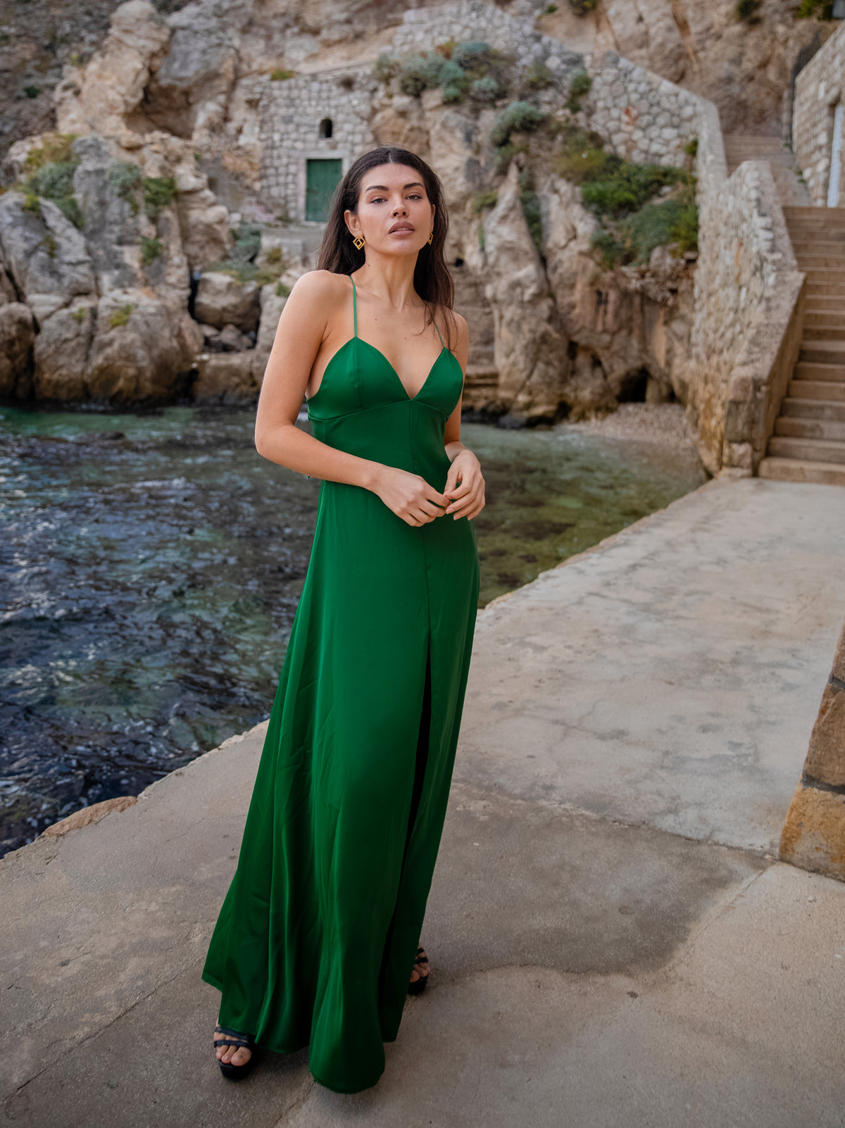 Vestido largo fluido Escote ligeramente pronunciado