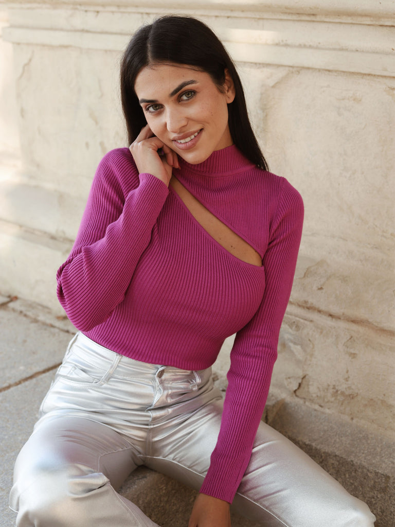 Sweater cutout rosa