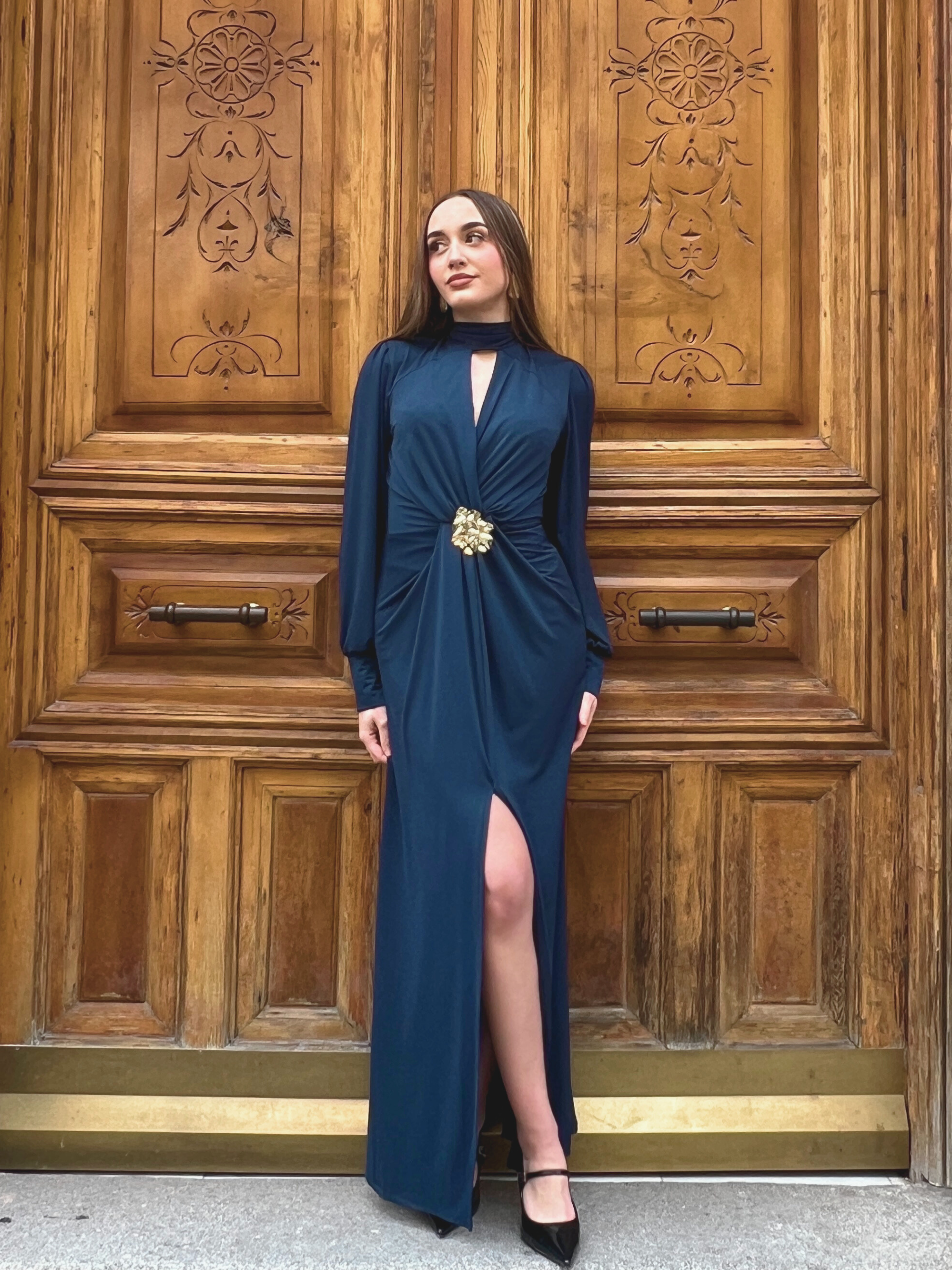 vestido-invitada-manga-larga