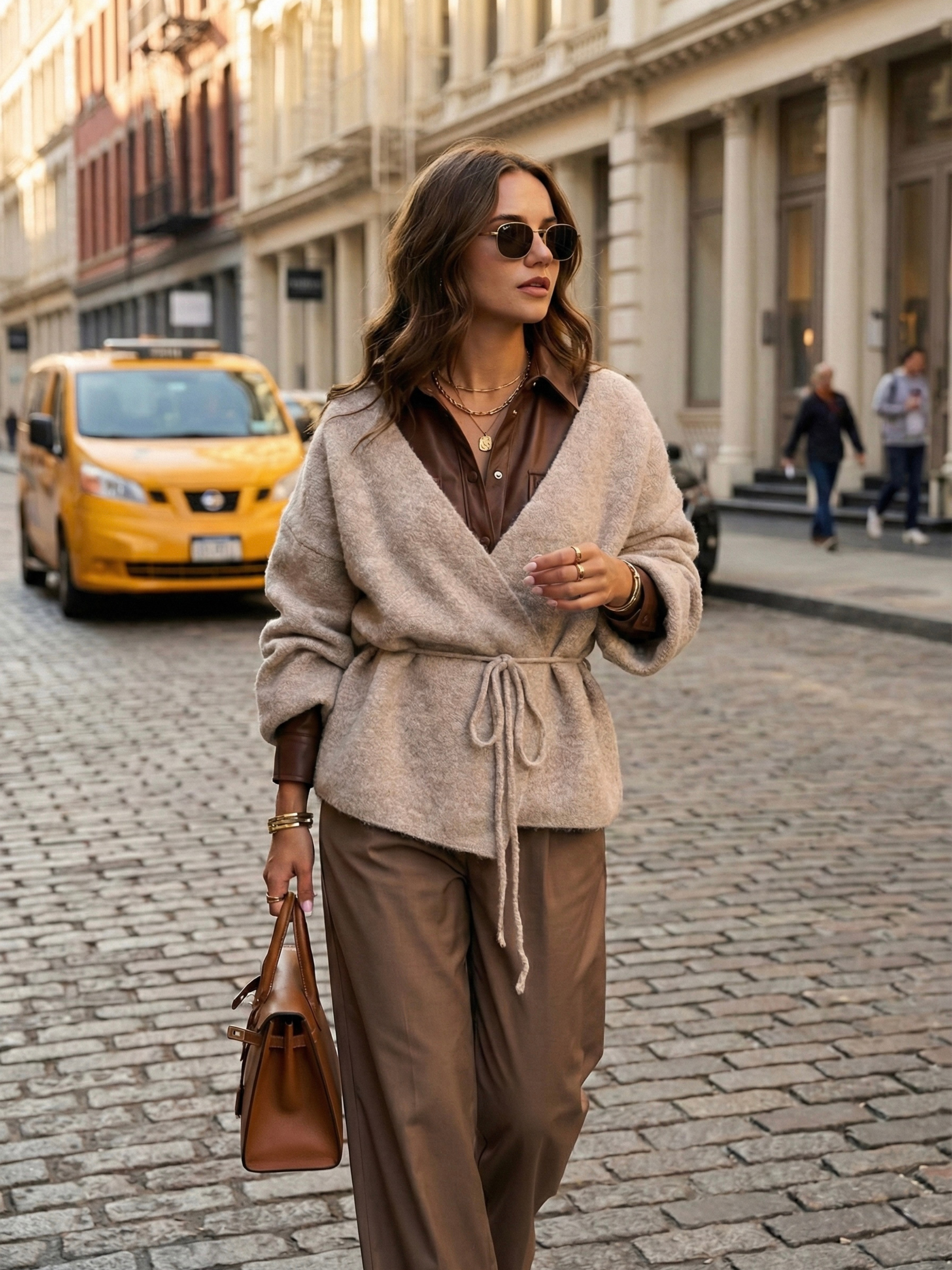 Chaqueta Jaspeada Cinturón