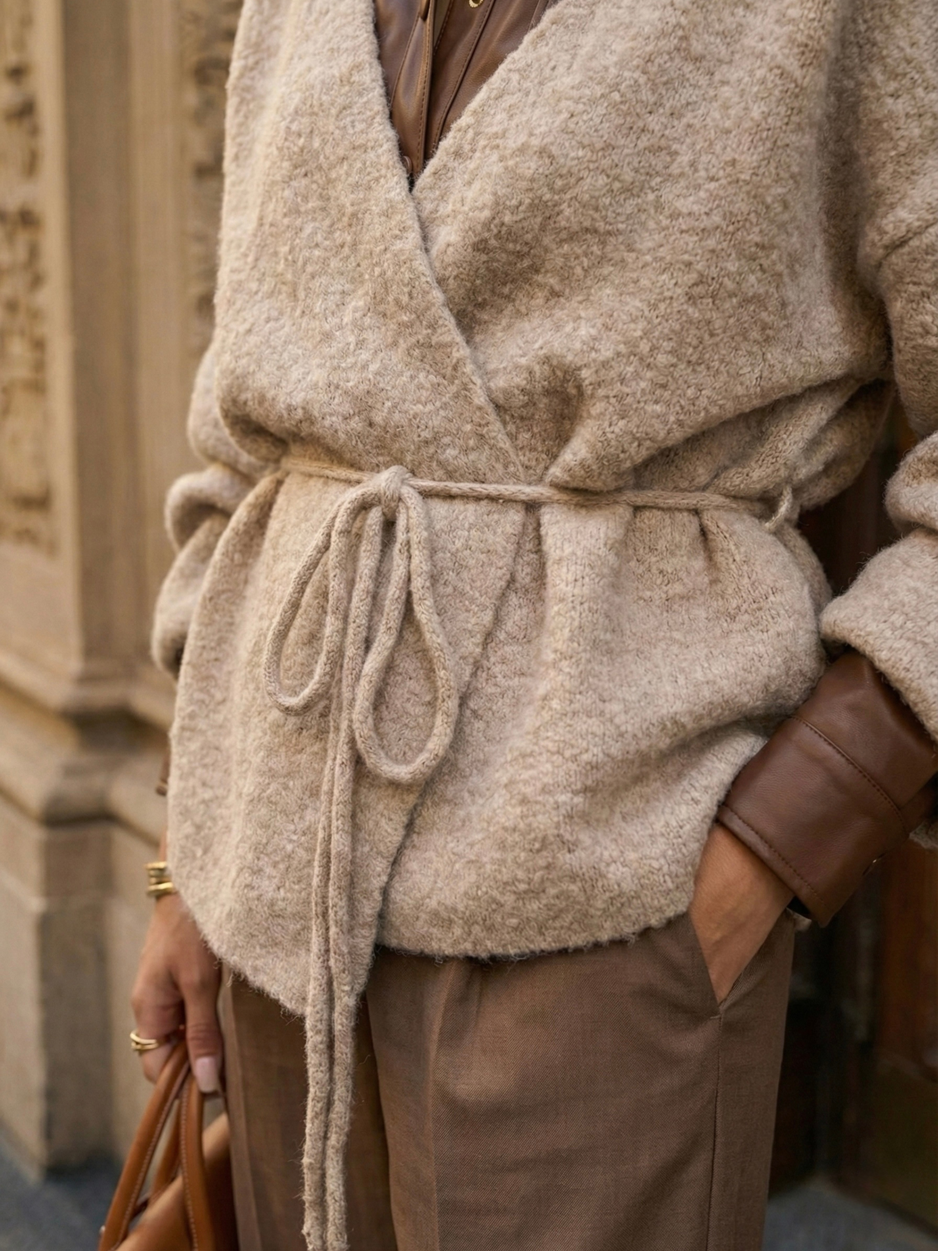 Chaqueta Jaspeada Cinturón