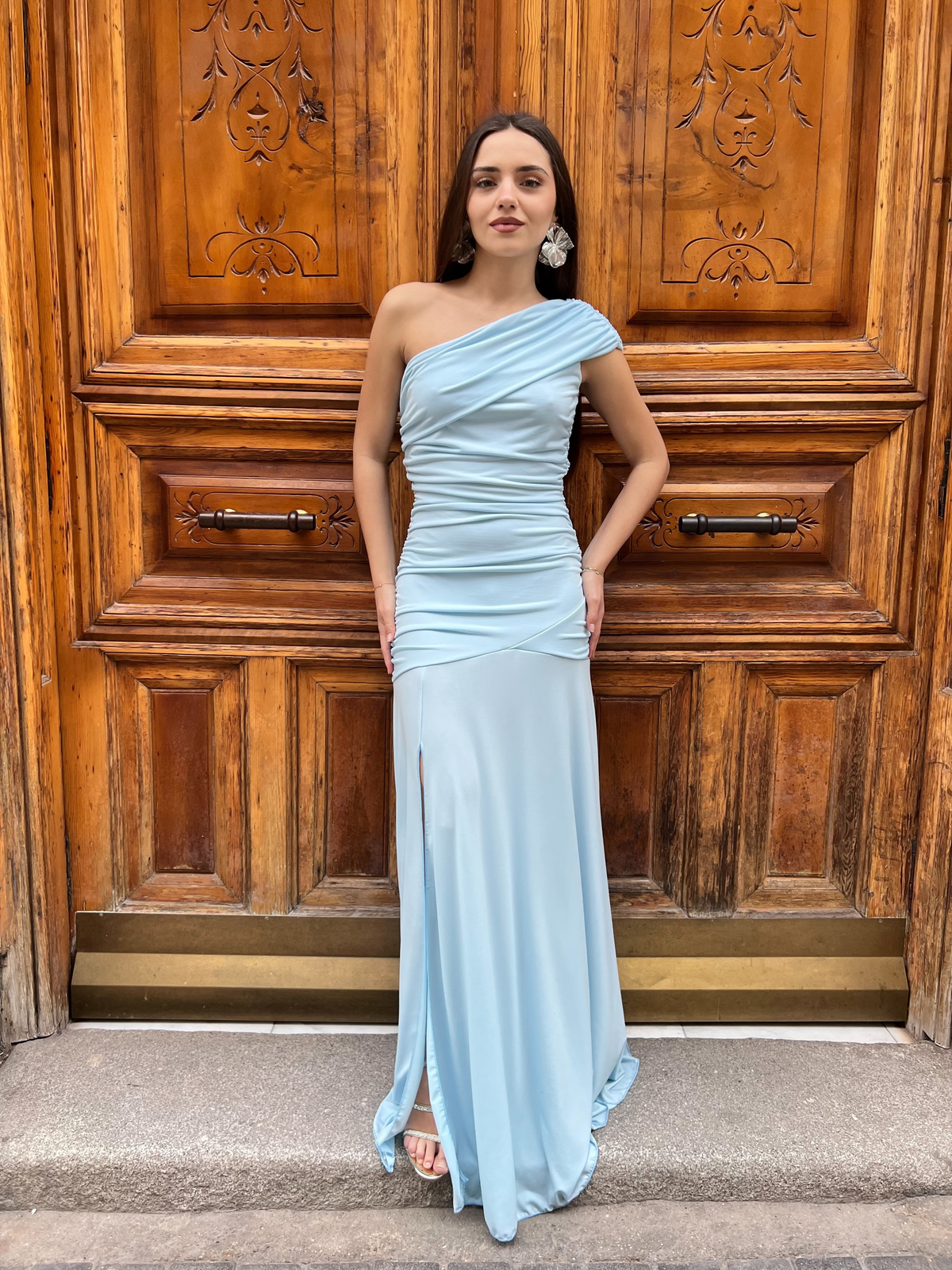light blue dress francesca's Francesca Short puff sleeves with