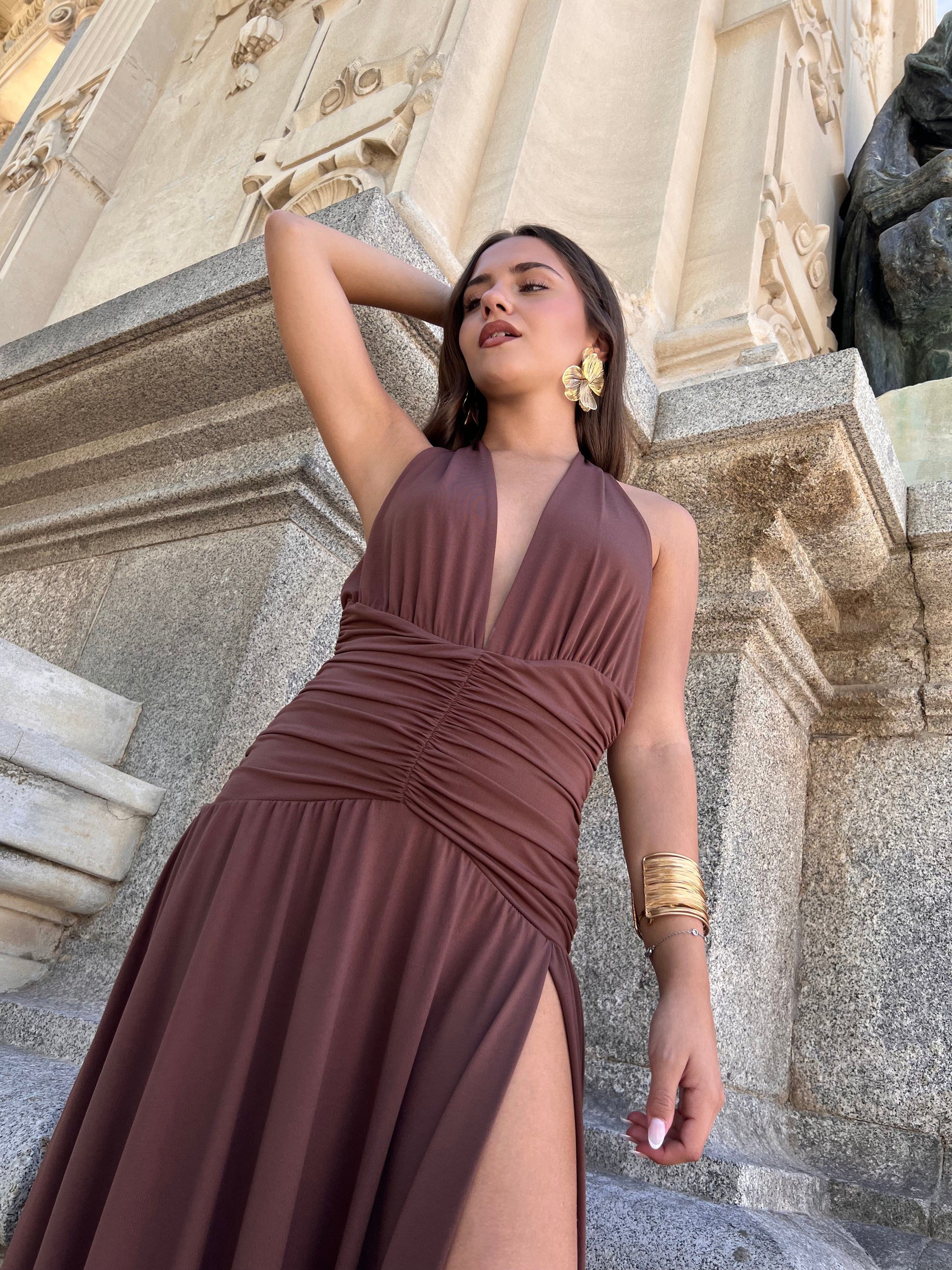 Vestido Largo Vestido Cuello Holgado Vestido De Fiesta Largo