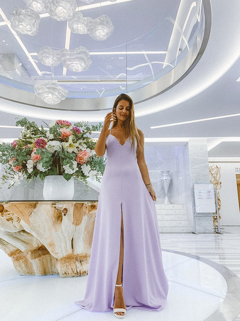 Vestido largo Escote ligeramente pronunciado Lila