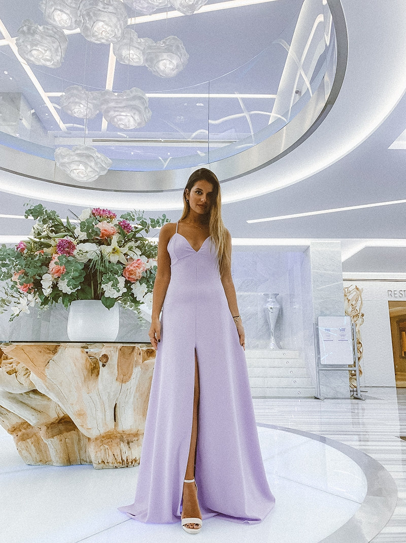 Vestido largo Escote ligeramente pronunciado Lila