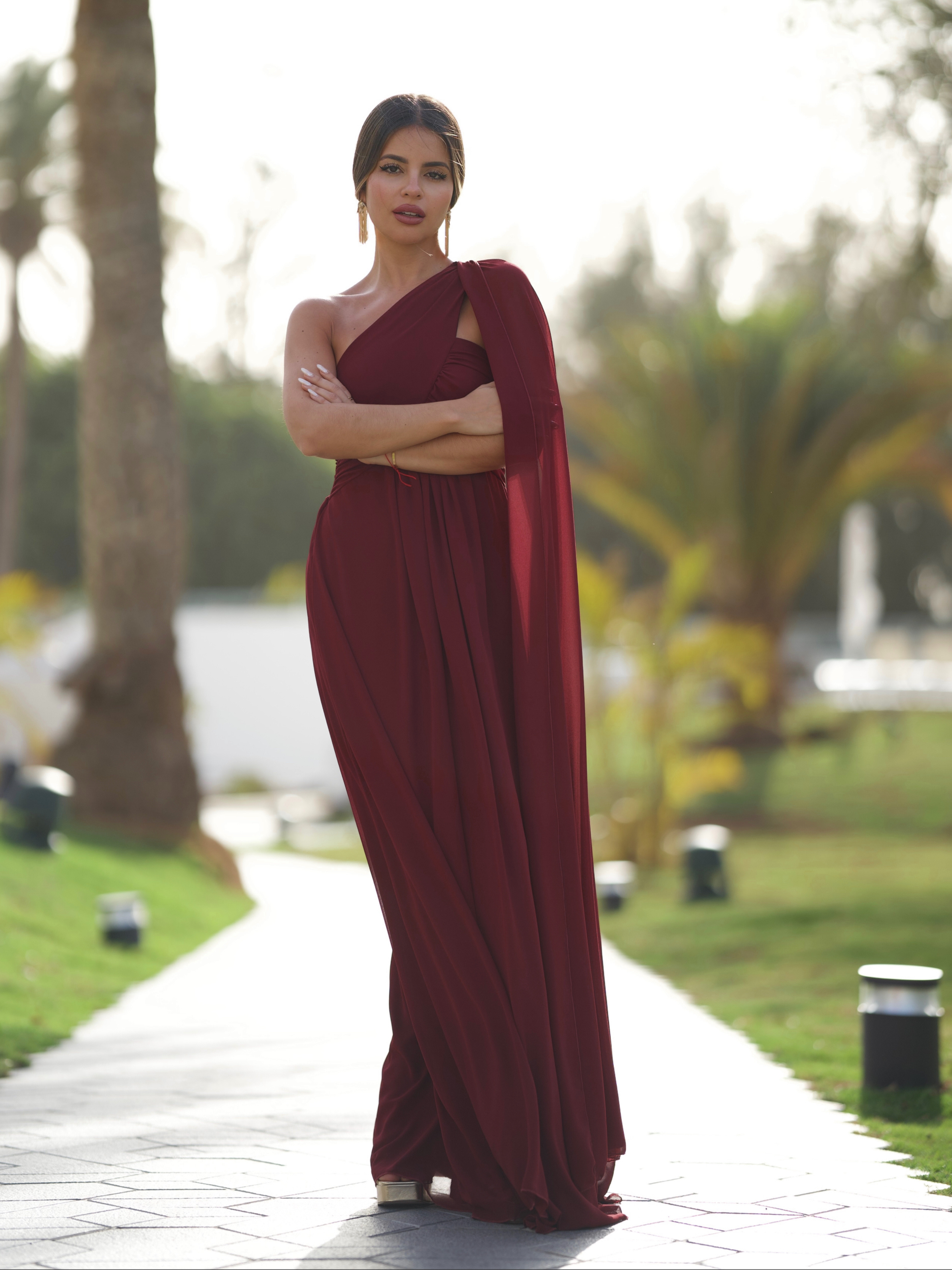 Vestido largo asimétrico invitada