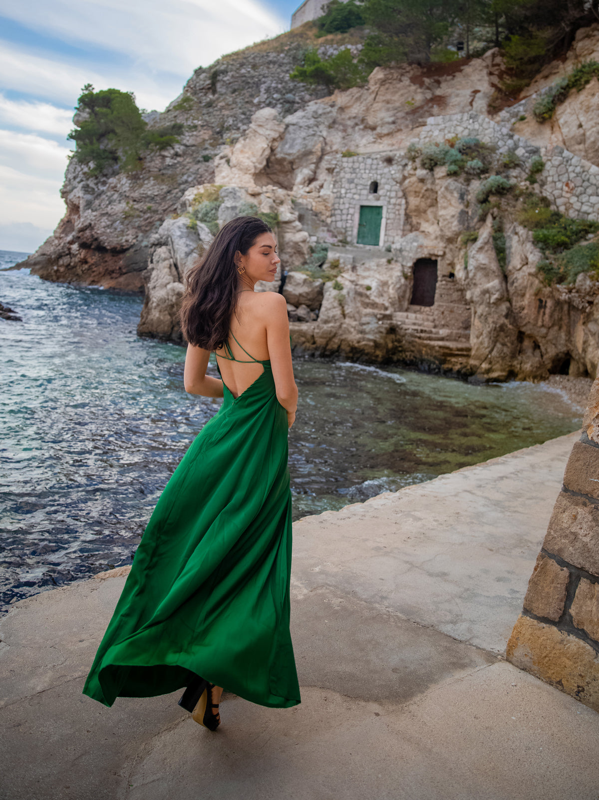 Vestido largo fluido Escote ligeramente pronunciado