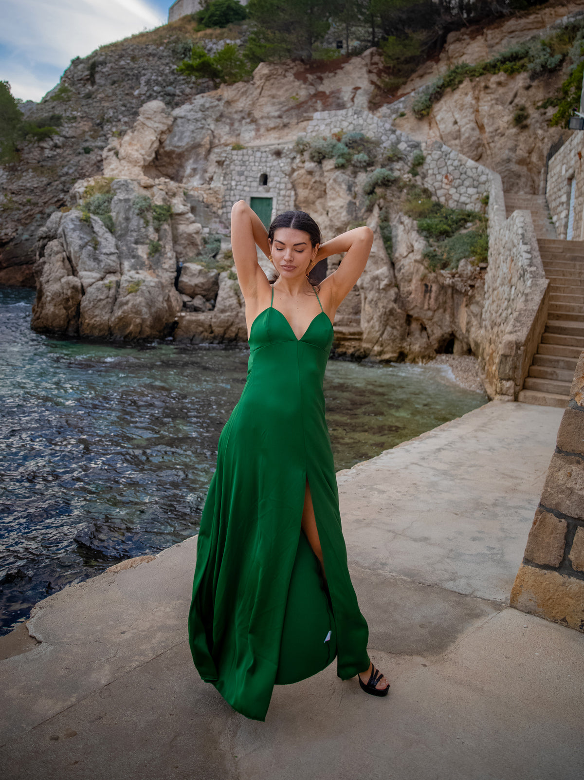 Vestido largo fluido Escote ligeramente pronunciado