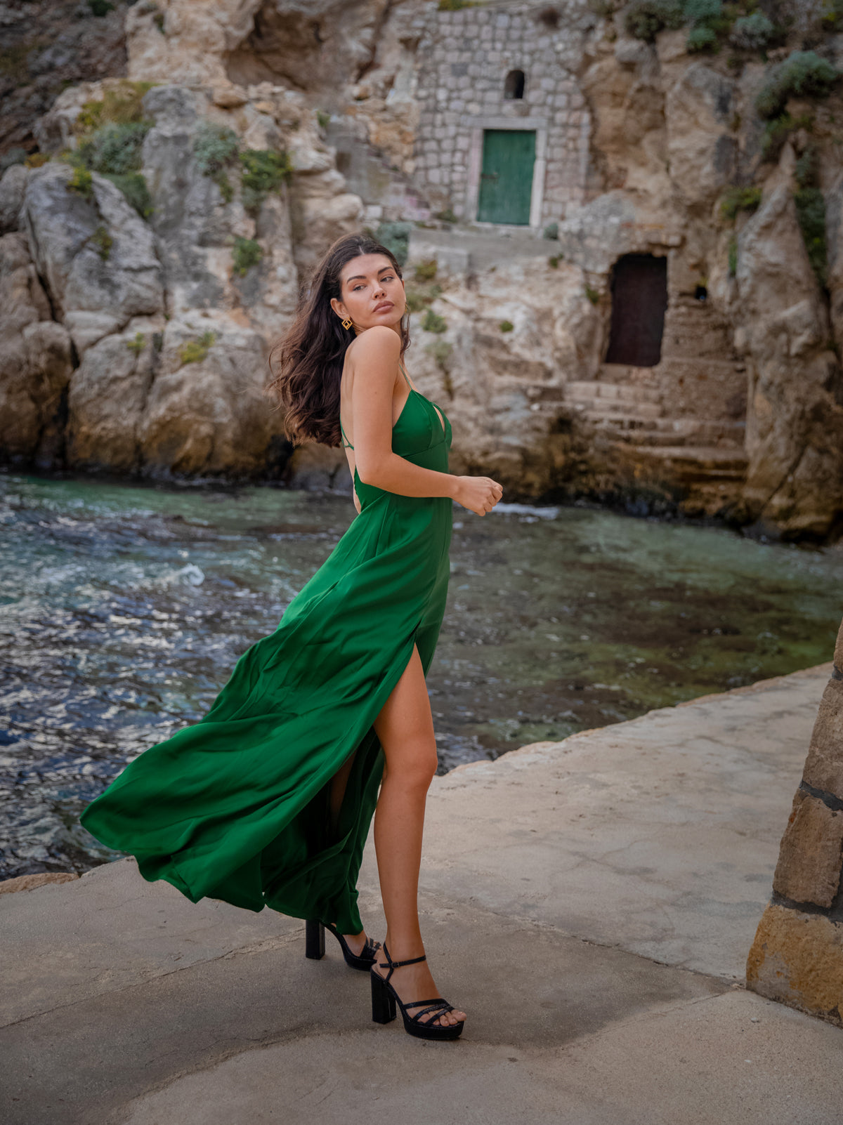 Vestido largo fluido Escote ligeramente pronunciado